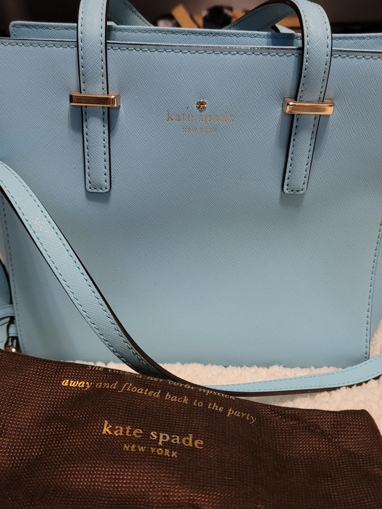 kate spade Handbags - kate spade Light Blue Saffiano Leather Tote with Gold-Tone Hardware